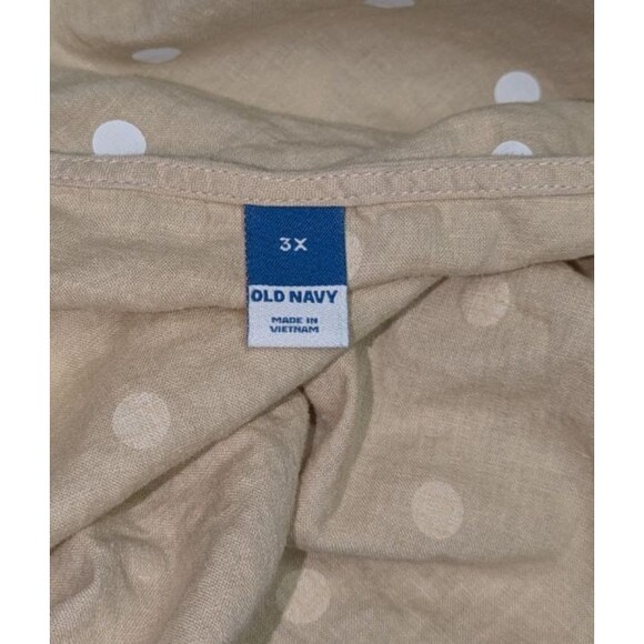 Old Navy Cami 3X Women's Beige Polka Dot Ruffle Trim Linen Blend Spaghetti Strap - Picture 3 of 4